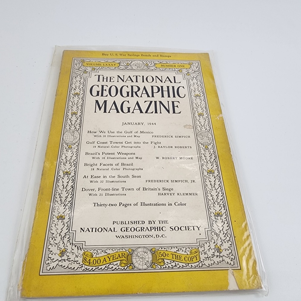 National Geographic Magazine January 1944 No Insert
